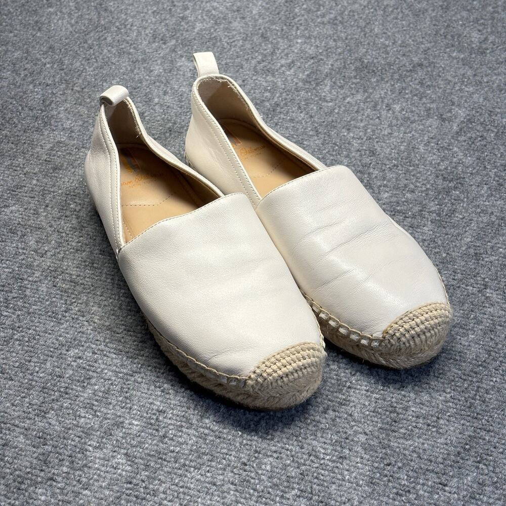 Sam Edelman Womens Ivory Leather Espadrille Flats Slip On Size 7.5